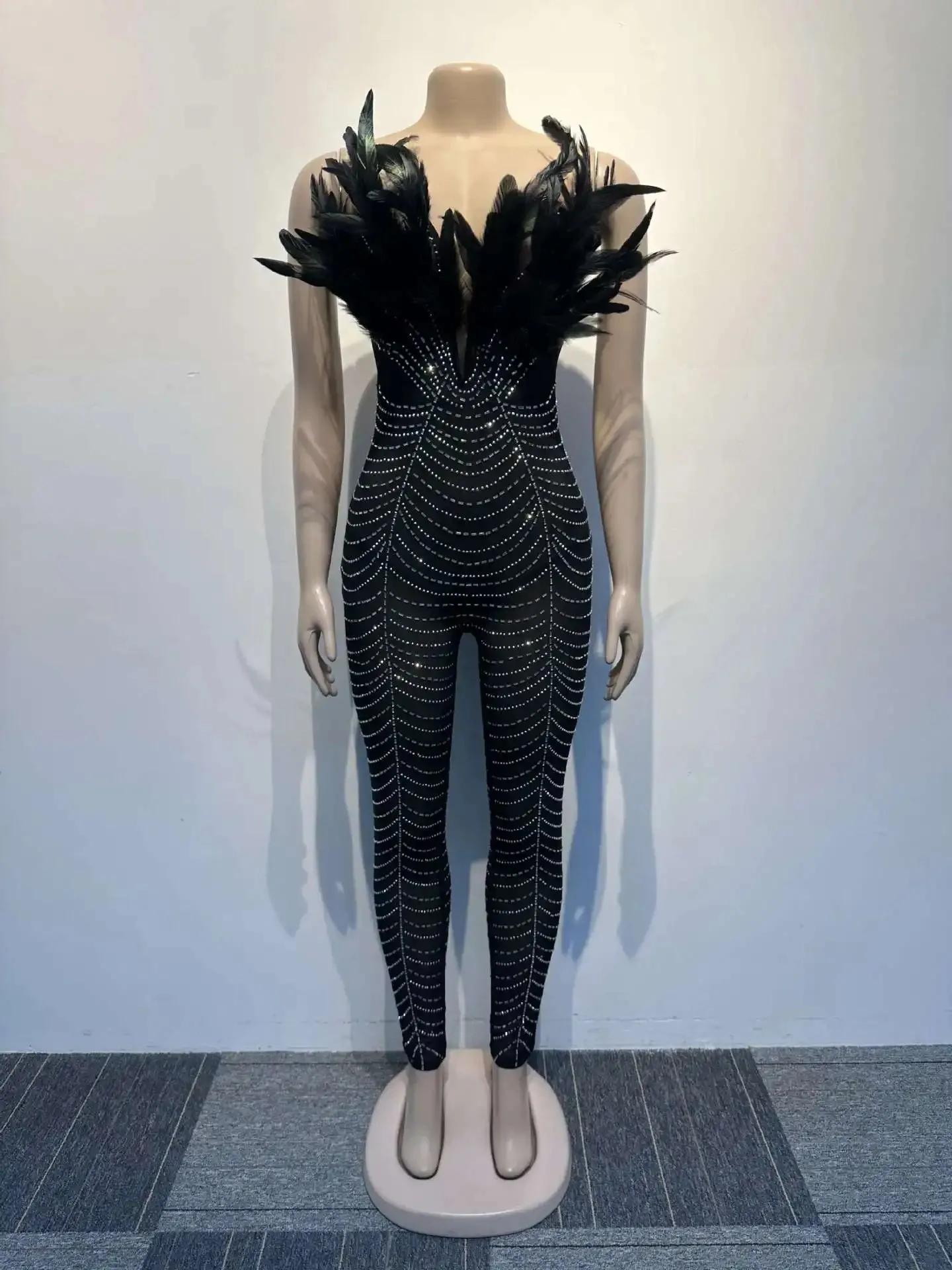 Feather & Diamond  Off Shoulder Jumpsuit