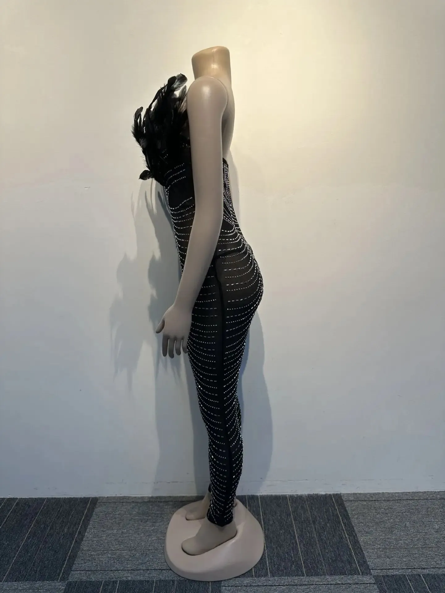 Feather & Diamond  Off Shoulder Jumpsuit