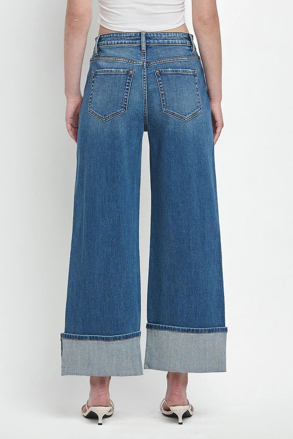 Flying Monkey - Super High Rise Cuffed Baggy Wide Jeans - F5856