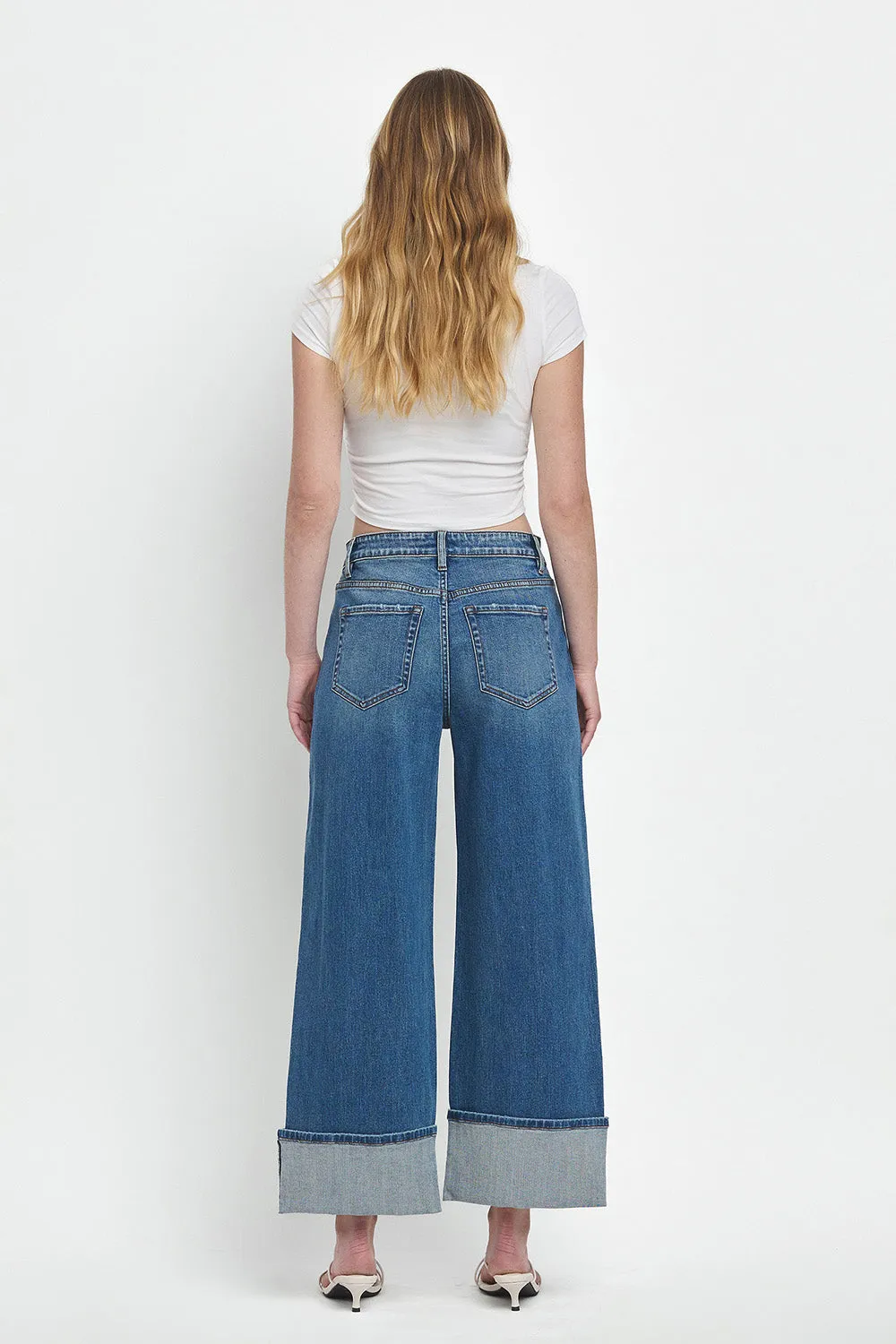 Flying Monkey - Super High Rise Cuffed Baggy Wide Jeans - F5856