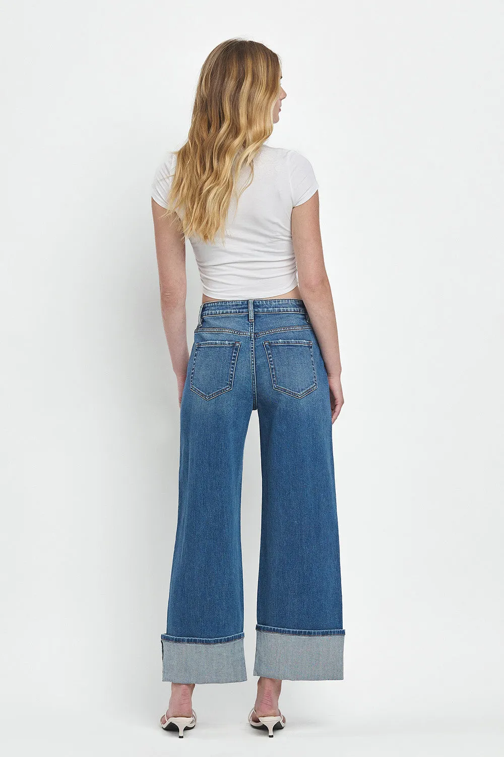 Flying Monkey - Super High Rise Cuffed Baggy Wide Jeans - F5856