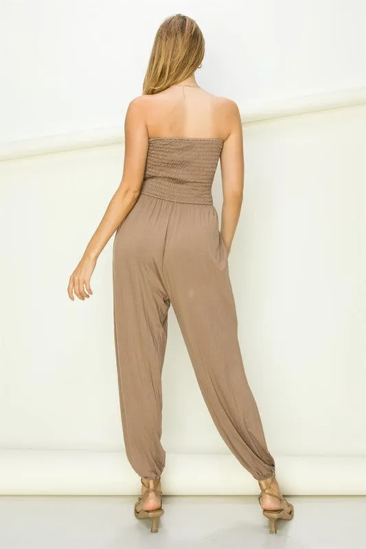 FS Clearance Smocked Tube with Split Hem Jumpsuit