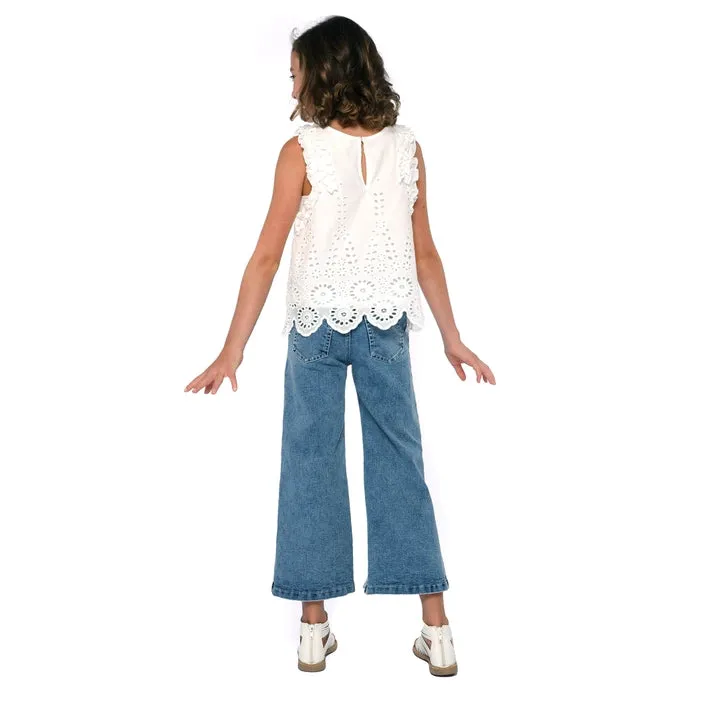 GBY Embroidered Slit Front Jeans
