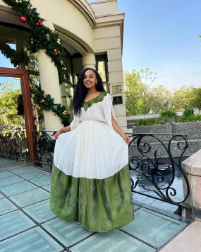 Green Design in Stunning Habesha Kemis Elegant Habesha Dress