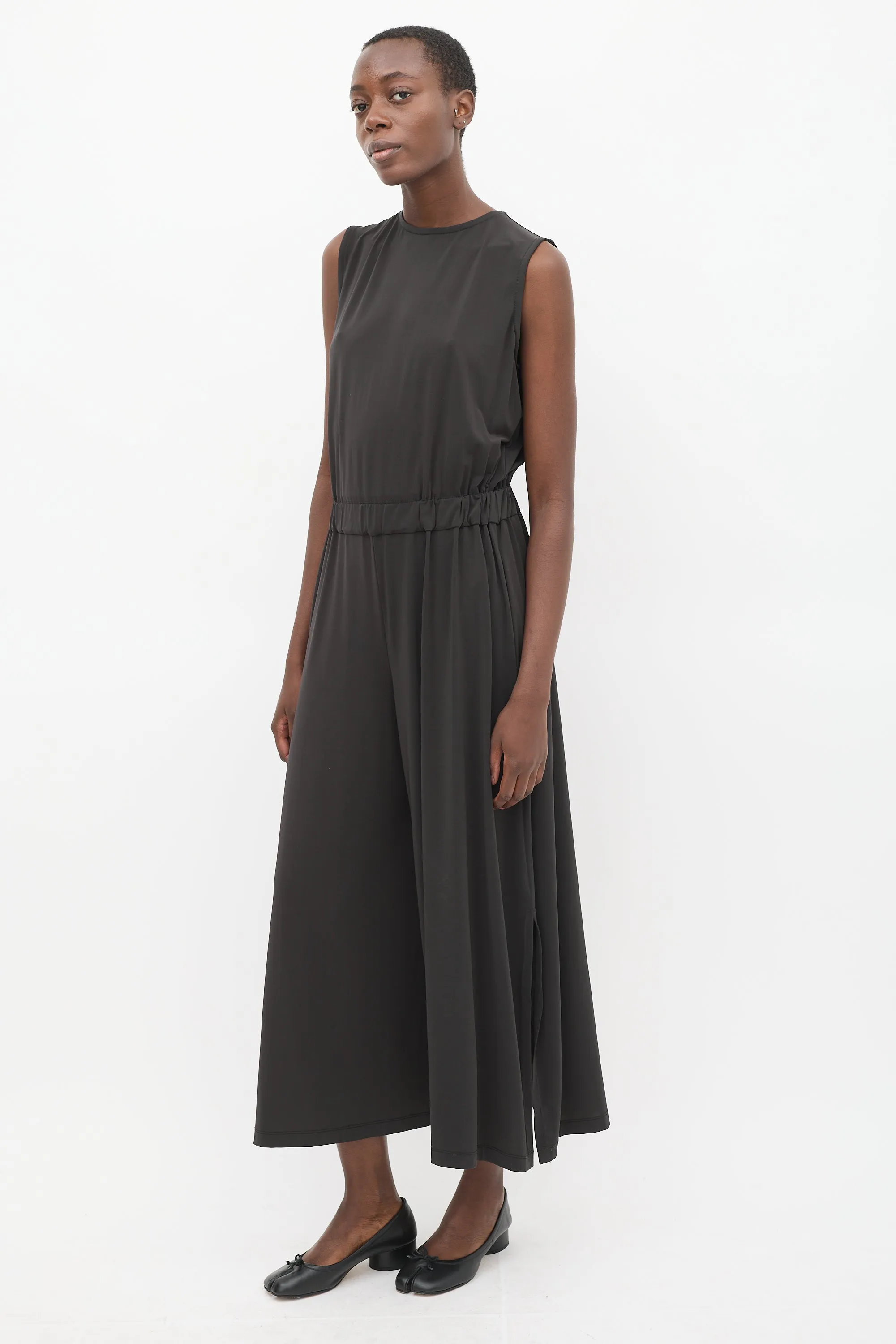 Green Sleeveless Split Wide Leg Jumpsuit