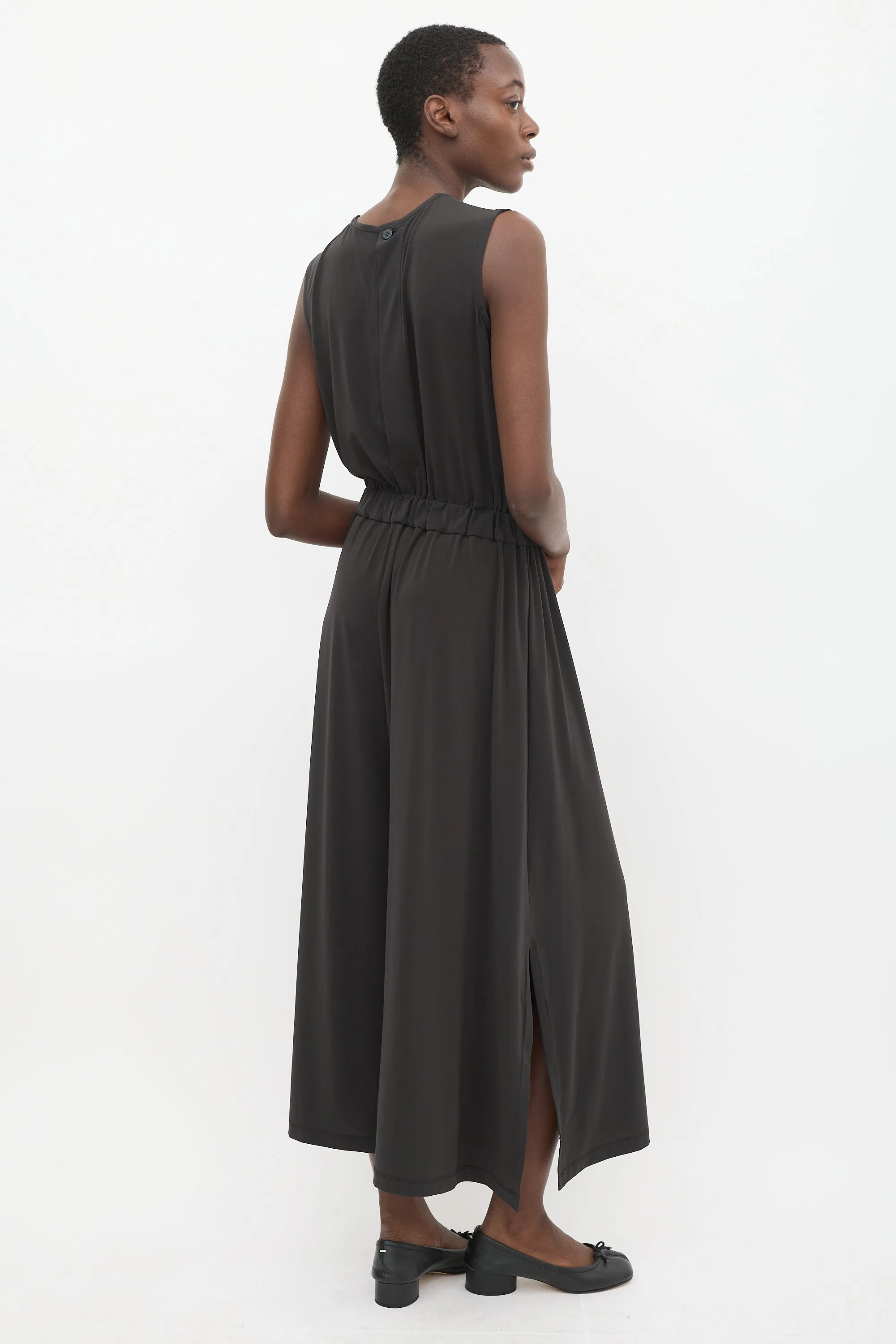 Green Sleeveless Split Wide Leg Jumpsuit