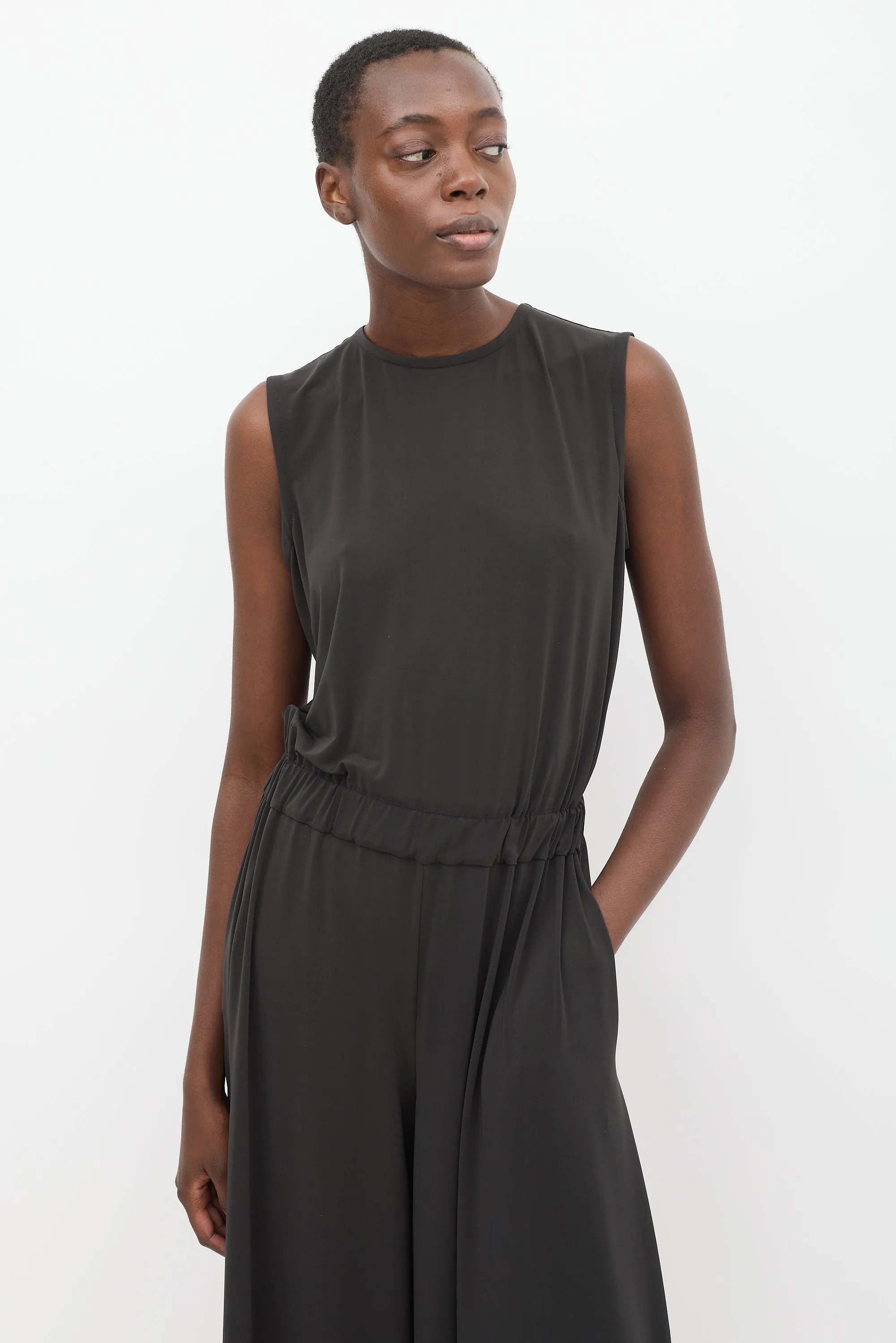 Green Sleeveless Split Wide Leg Jumpsuit