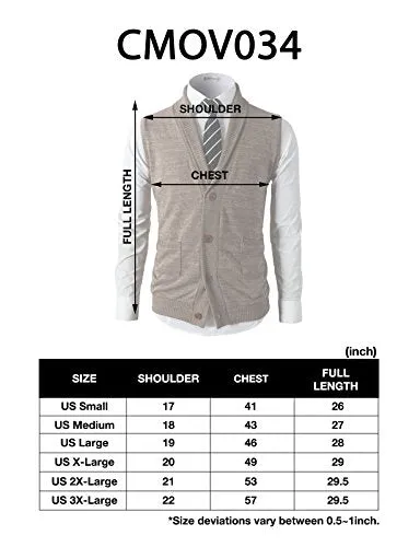 H2H Mens Casual Basic Shawl Collar Knitted Slim Fit Lightweight Vest MUSTARD US XL/Asia XXL (CMOV034)