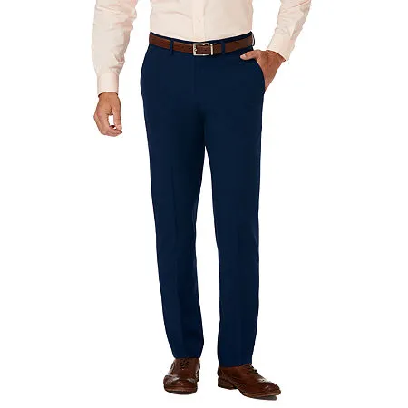 Haggar Mens Slim fit Dress Pants 34 / 29 Blue Solid