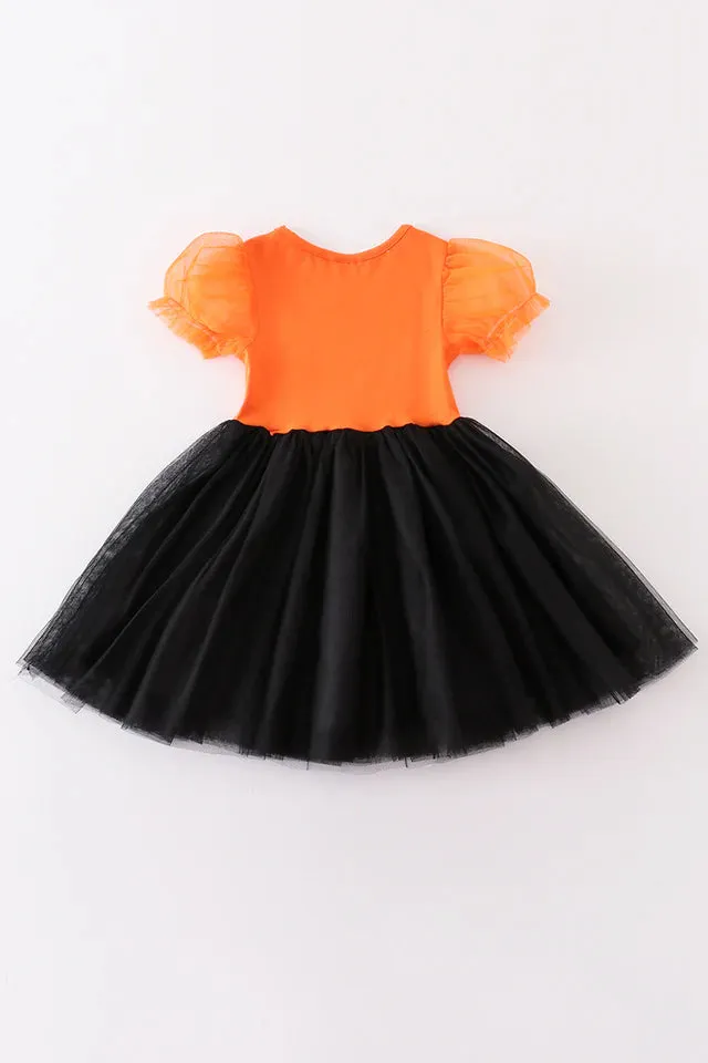 Halloween Pumpkin Ghost Applique Dress