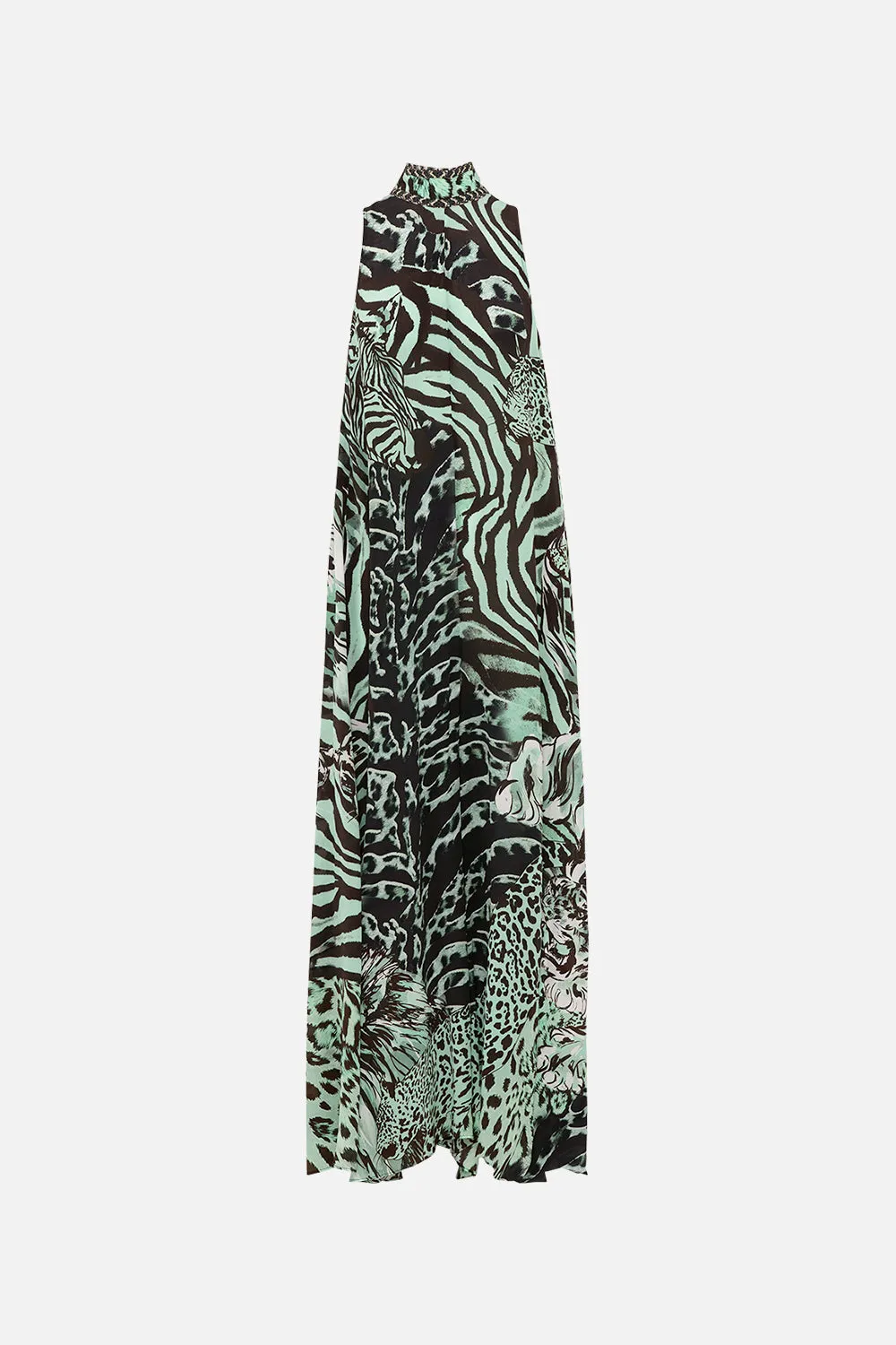 HIGH NECK WIDE FLARED JUMPSUIT LEOPARD LORE