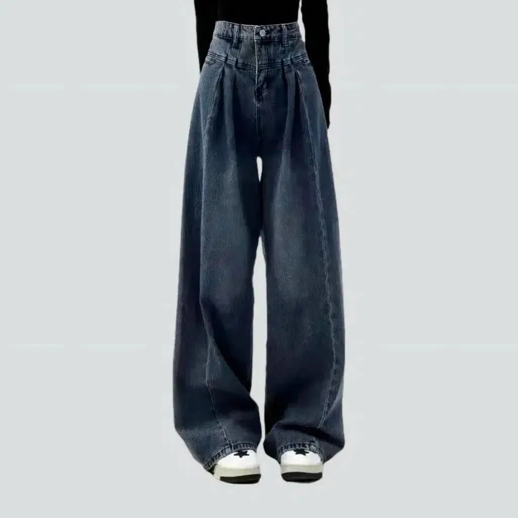 High-waist dark-wash jeans
 for women
