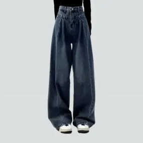 High-waist dark-wash jeans
 for women