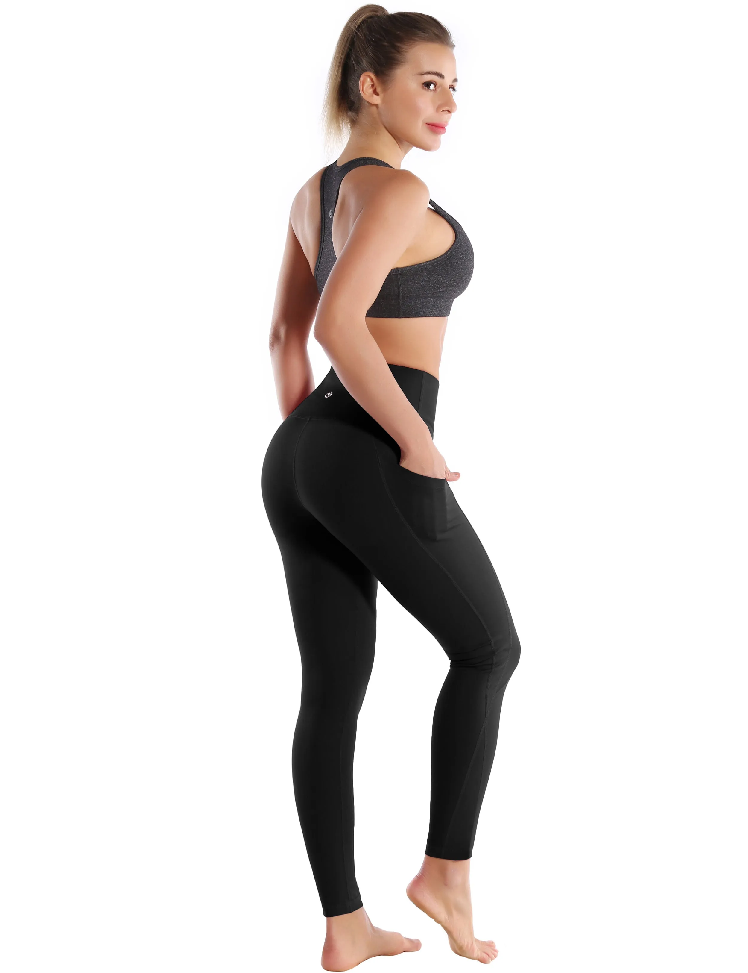 High Waist Side Pockets Jogging Pants jetblack_Jogging