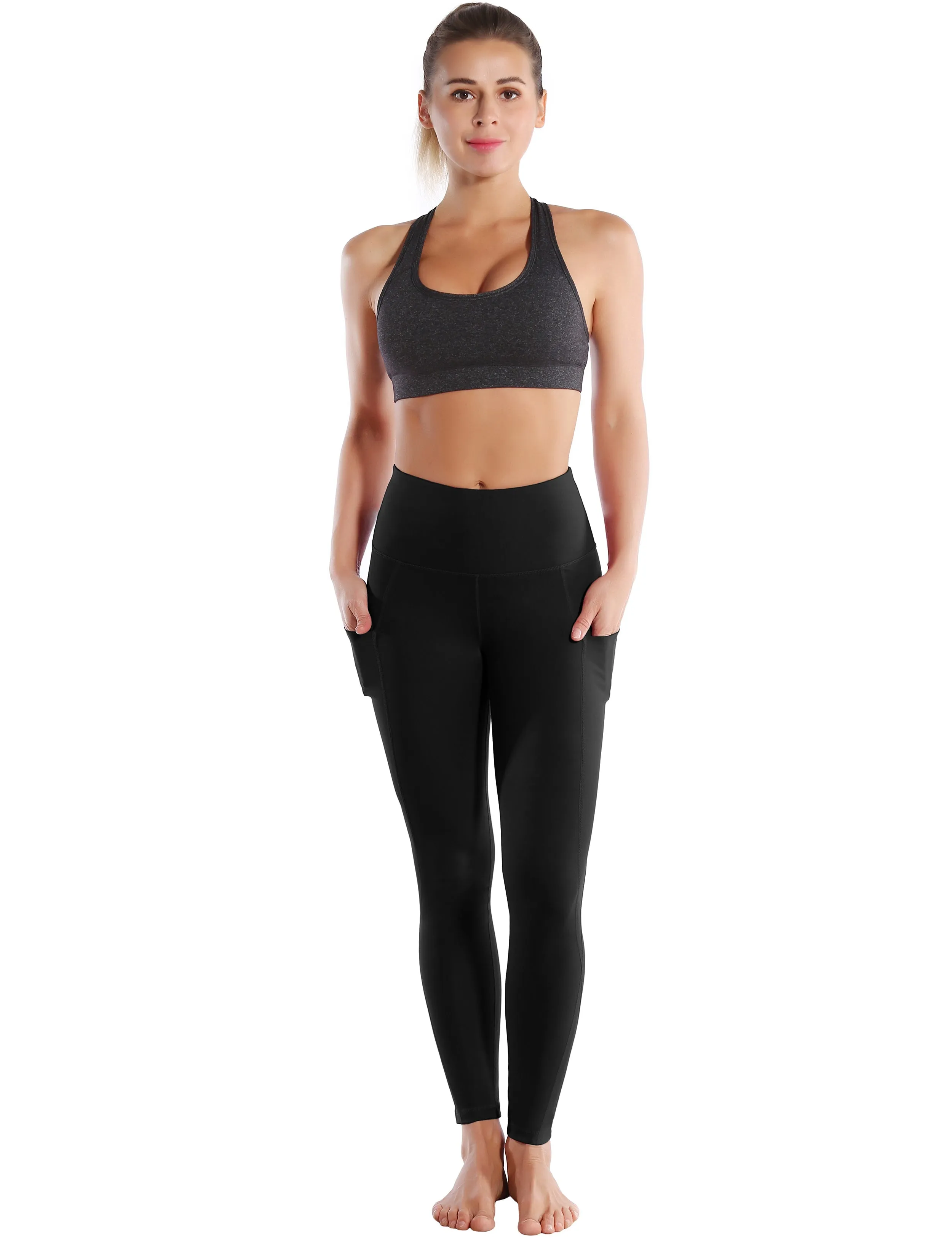 High Waist Side Pockets Jogging Pants jetblack_Jogging