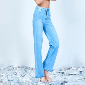 High-waist wide-leg denim pants wholesale