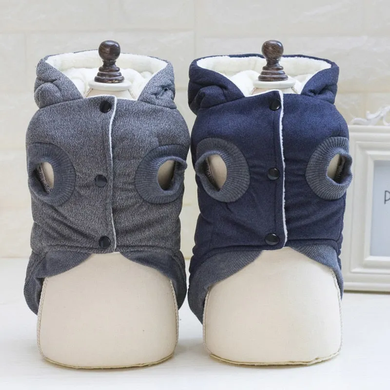 Hipster Soft Cotton Fleece Warm Hooded Winter Vest For Dogs