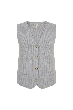 Ilia Knitted Sleeveless Jumper - Mid Grey Melange