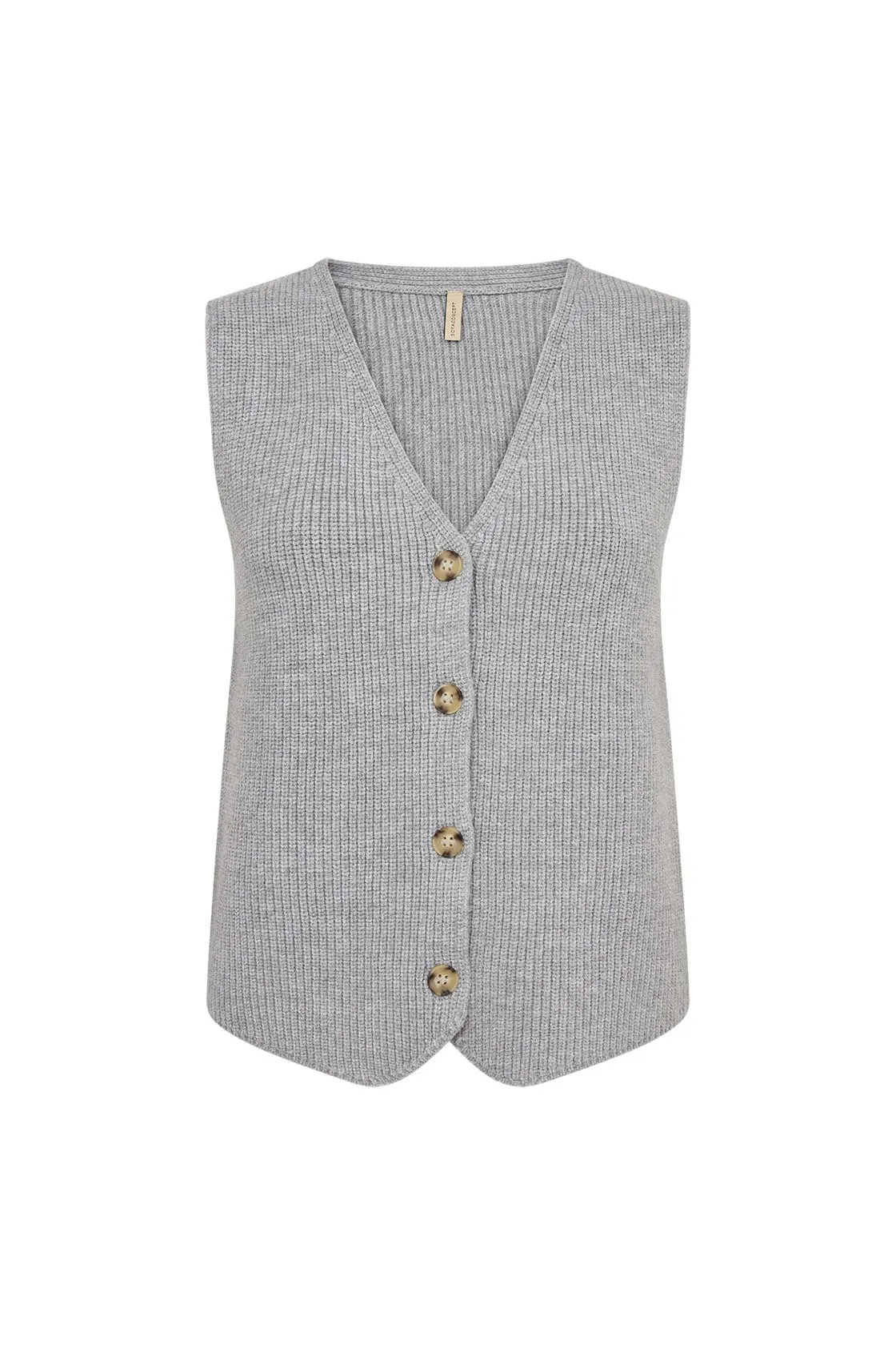 Ilia Knitted Sleeveless Jumper - Mid Grey Melange