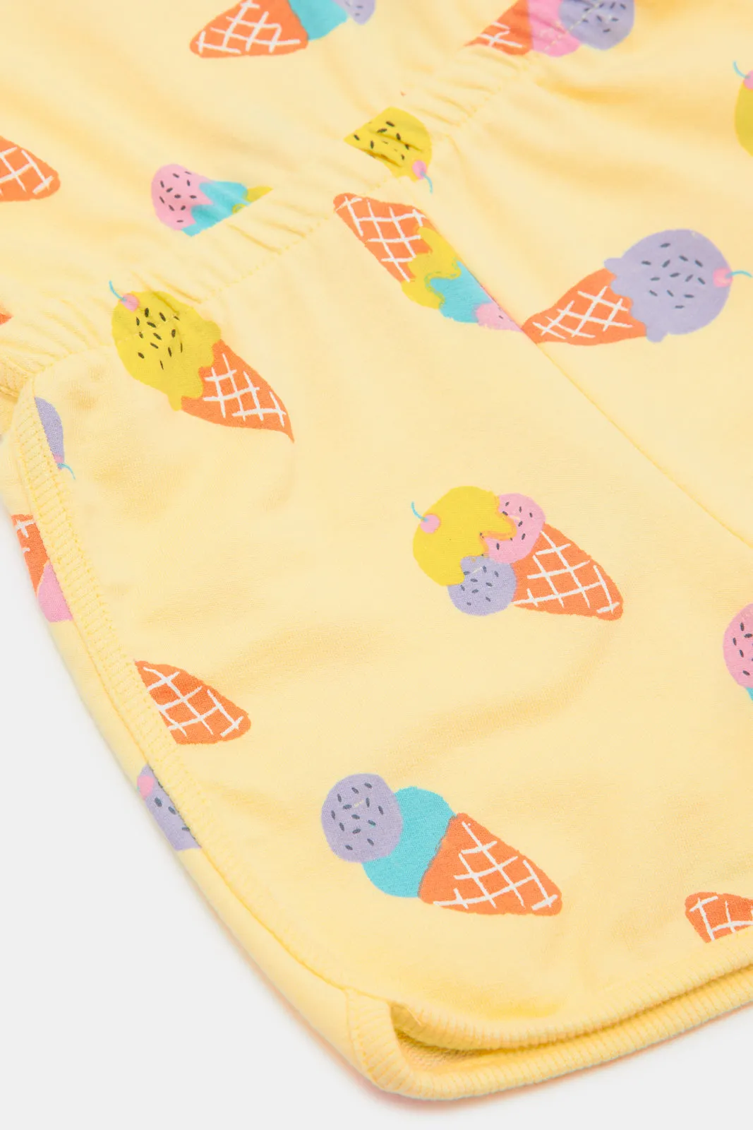 Infant Girls Yellow Ice Cream Printed Jumpsuit