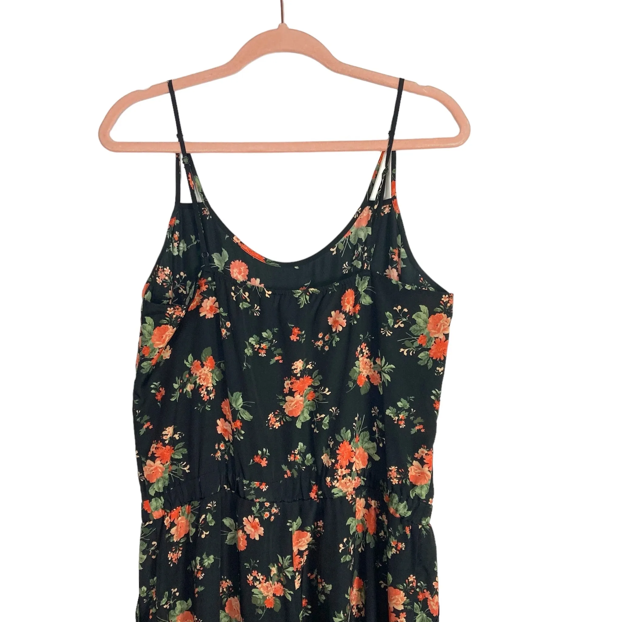 JACK Black Floral Elastic Waist Jogger Jumpsuit- Size M