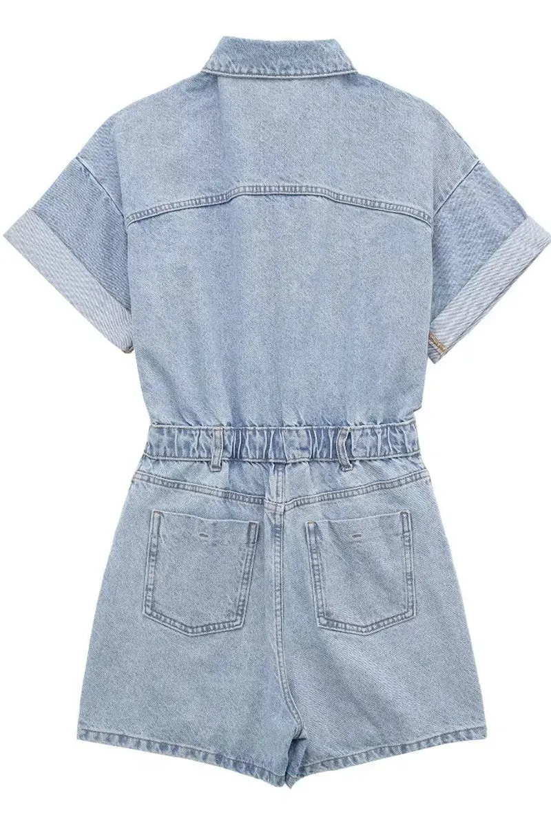 JE141 Vintage Denim Cargo Rompers