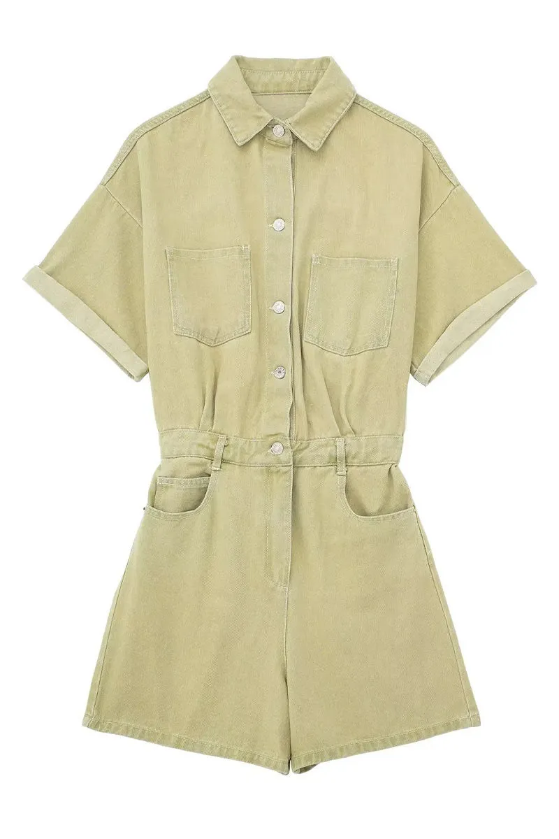 JE141 Vintage Denim Cargo Rompers