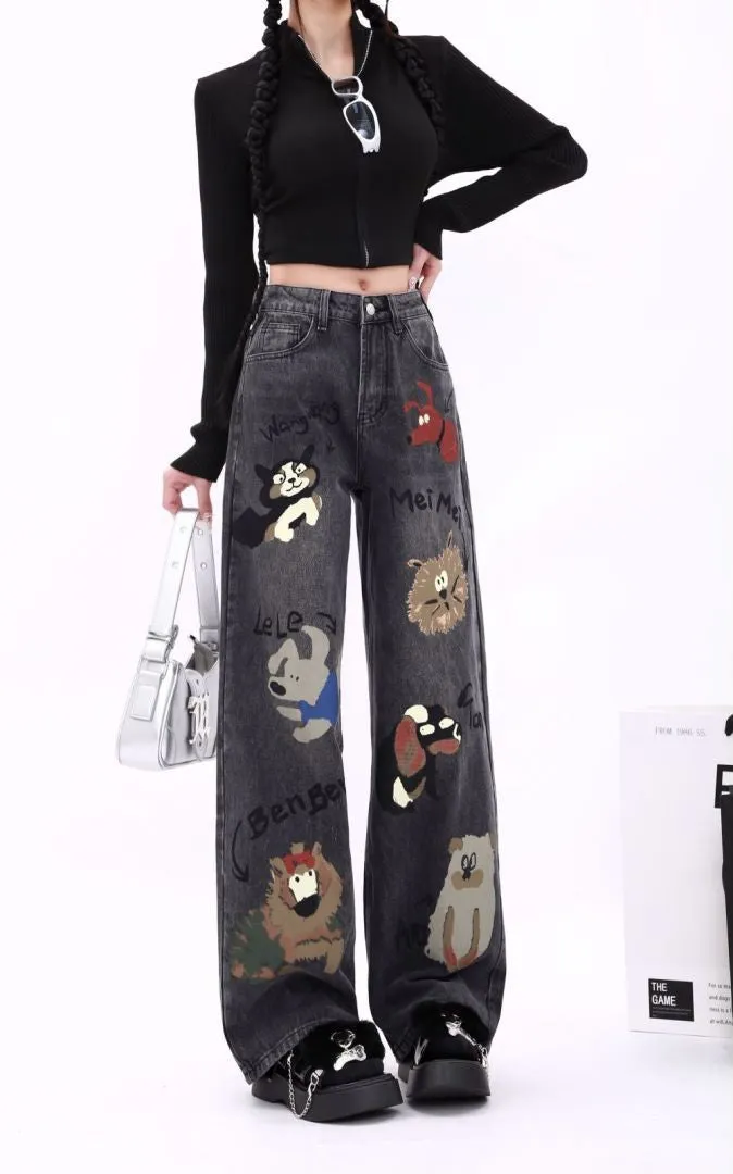 Jeans Women's High Waist Loose Straight Leg Casual Wide Leg Pants