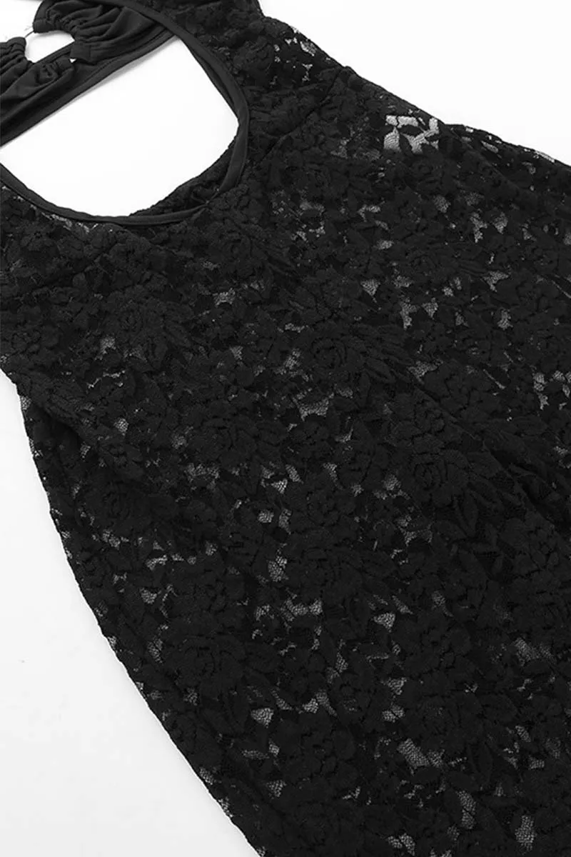 JH659 Pattern Lace Mesh Jumpsuit