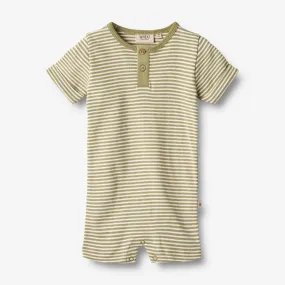 Jumpsuit S/S Alfred - sage green stripe