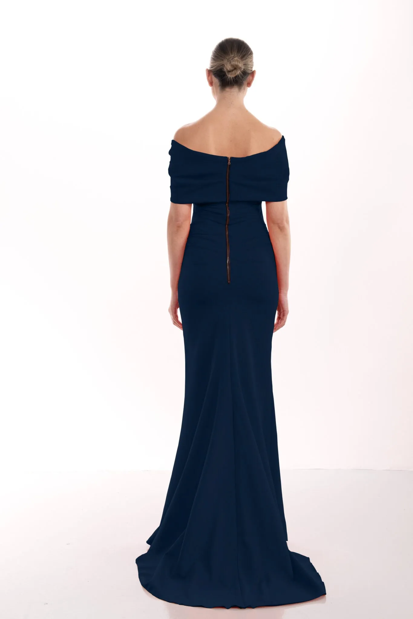 Kevan Jon Kacey twist ballgown in navy