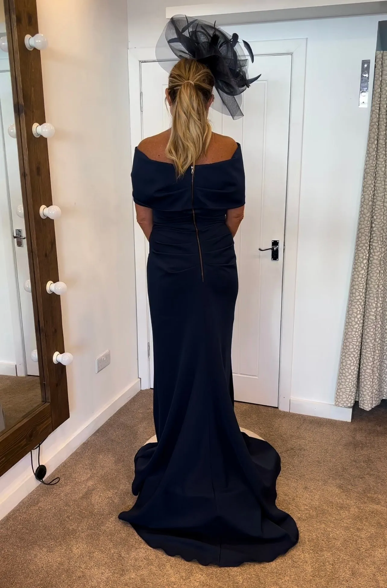 Kevan Jon Kacey twist ballgown in navy