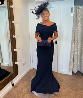 Kevan Jon Kacey twist ballgown in navy