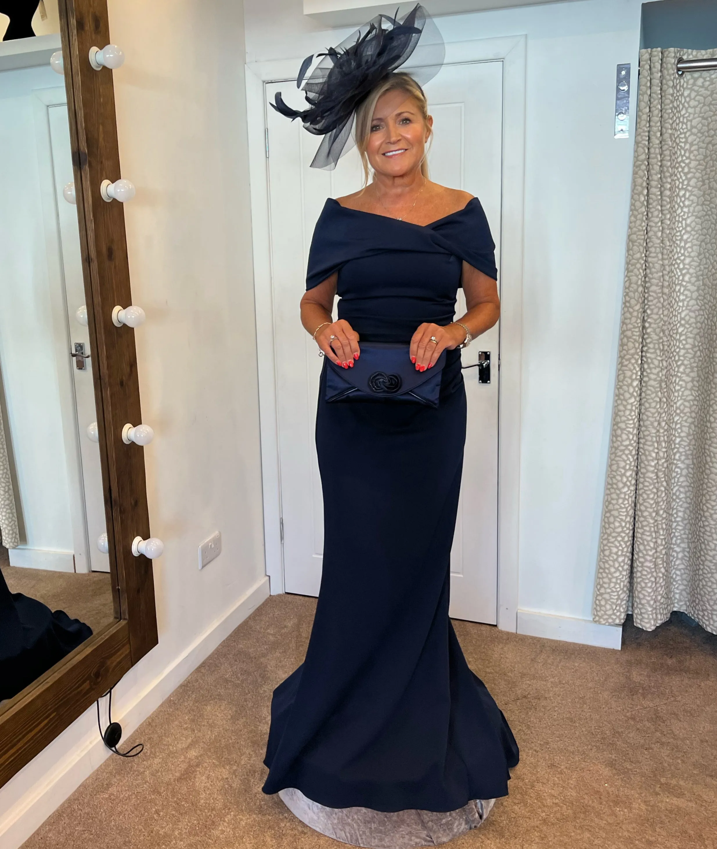 Kevan Jon Kacey twist ballgown in navy