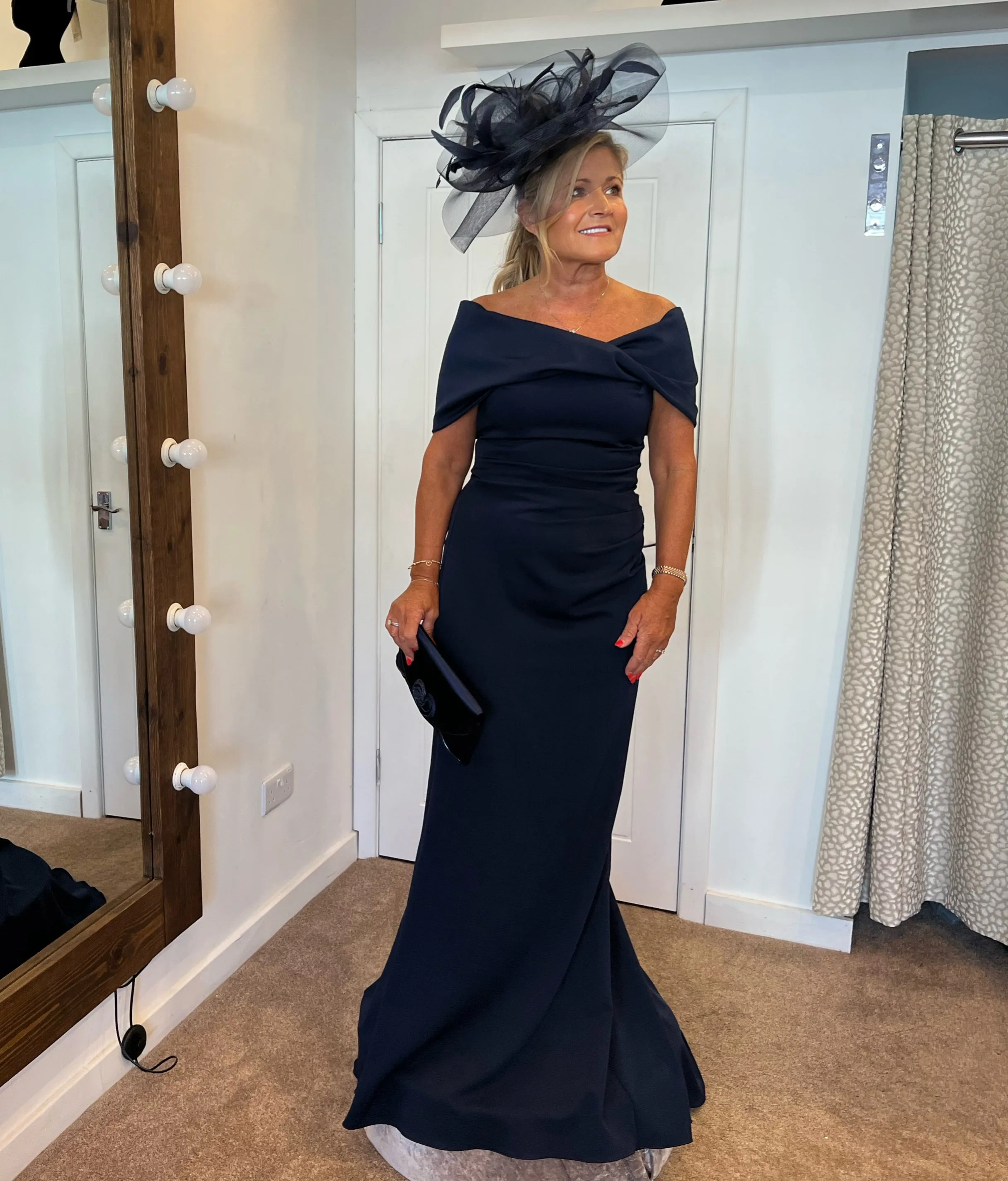 Kevan Jon Kacey twist ballgown in navy