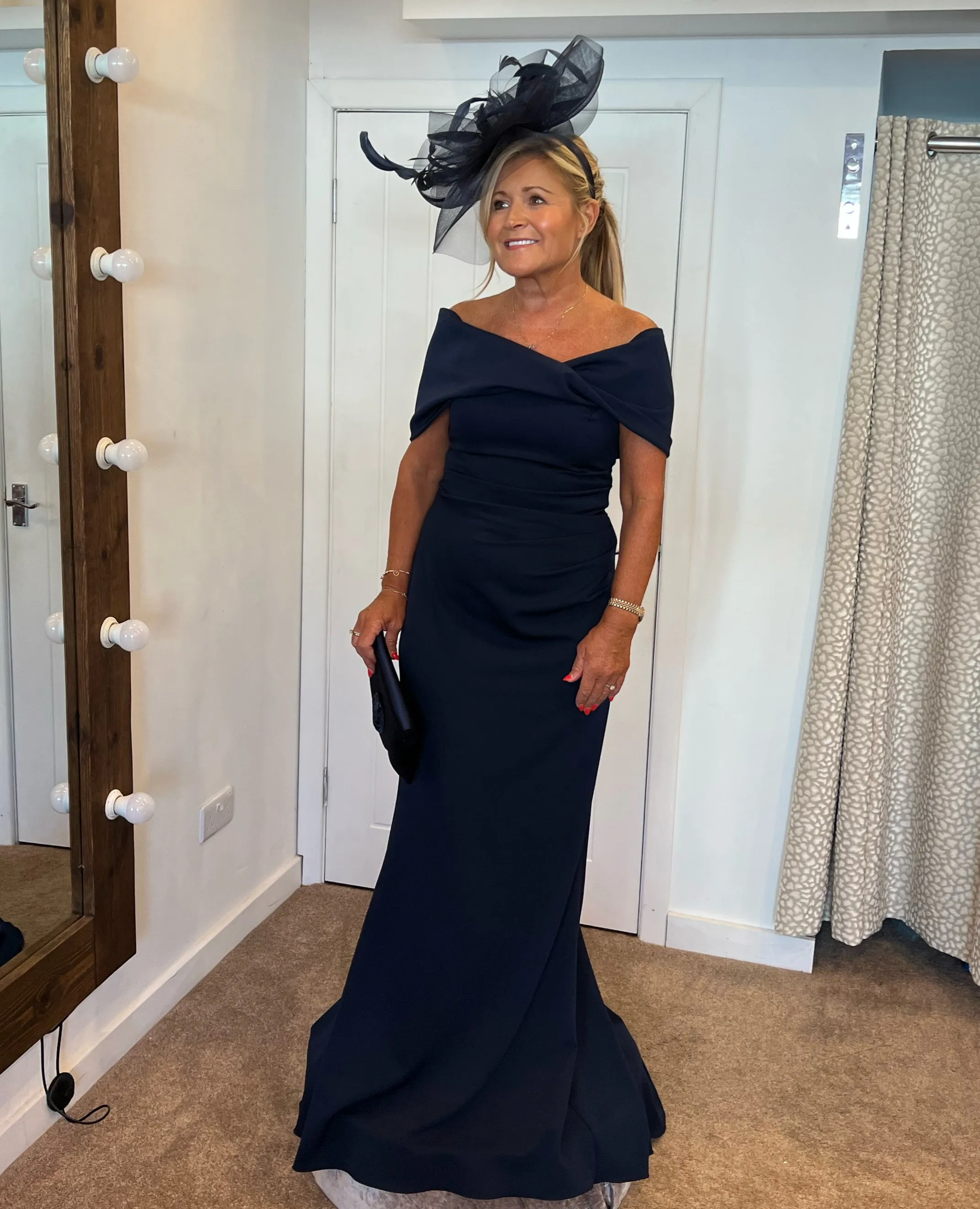 Kevan Jon Kacey twist ballgown in navy