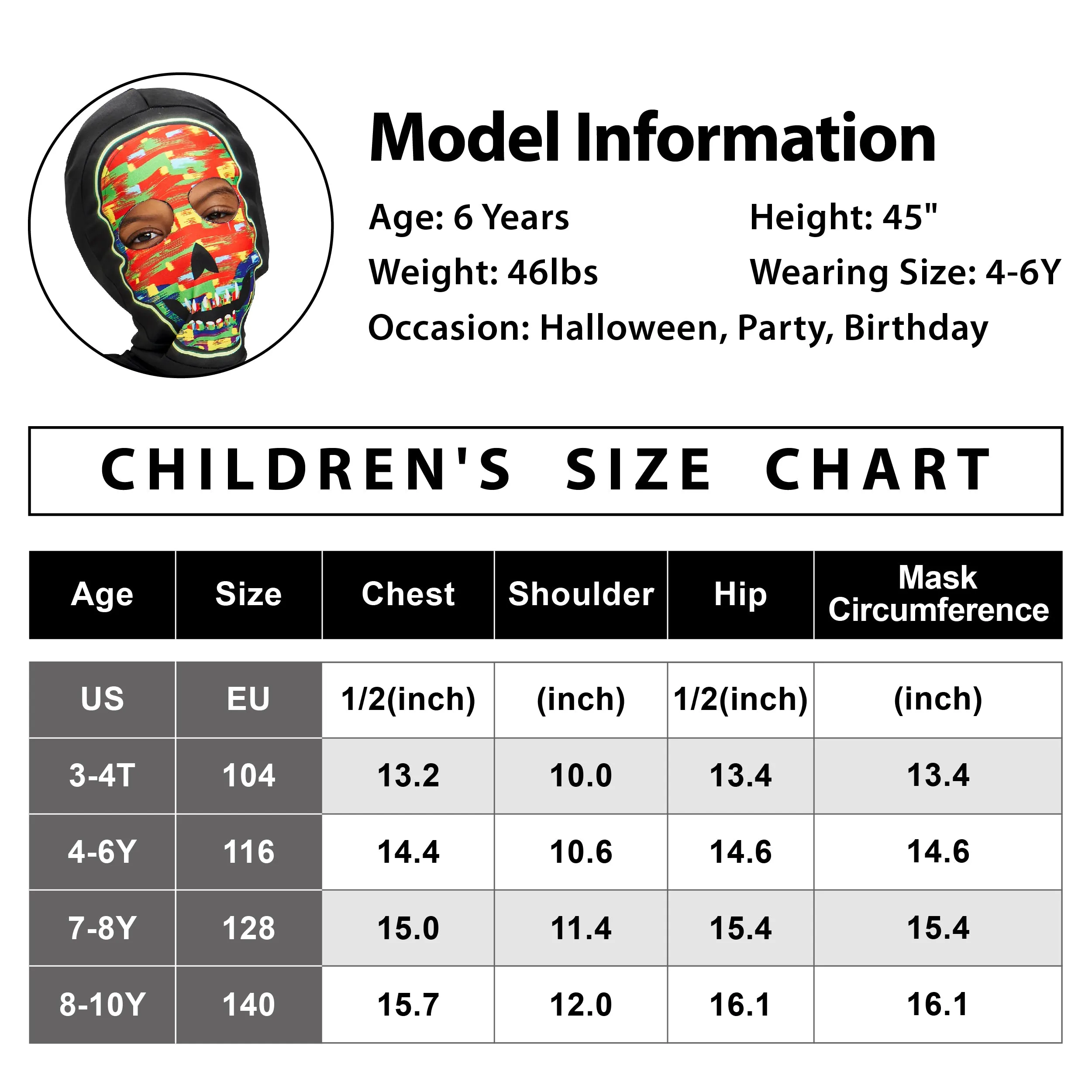 Kids Glow in the Dark Skeleton Jumpsuit Mask Set Halloween Costume