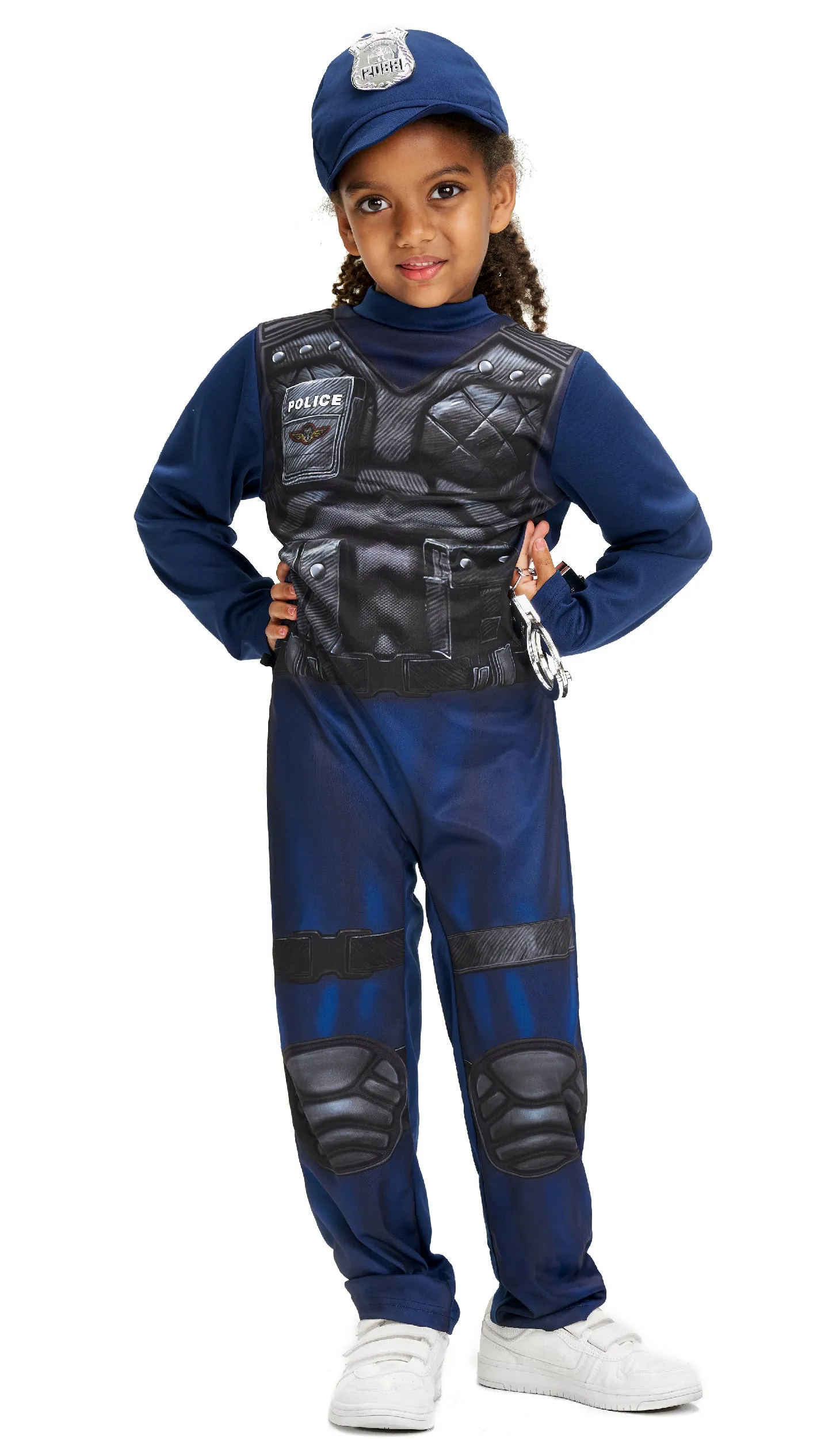 Kids Policeman Jumpsuit Handcuffs Hat Set Halloween Costume