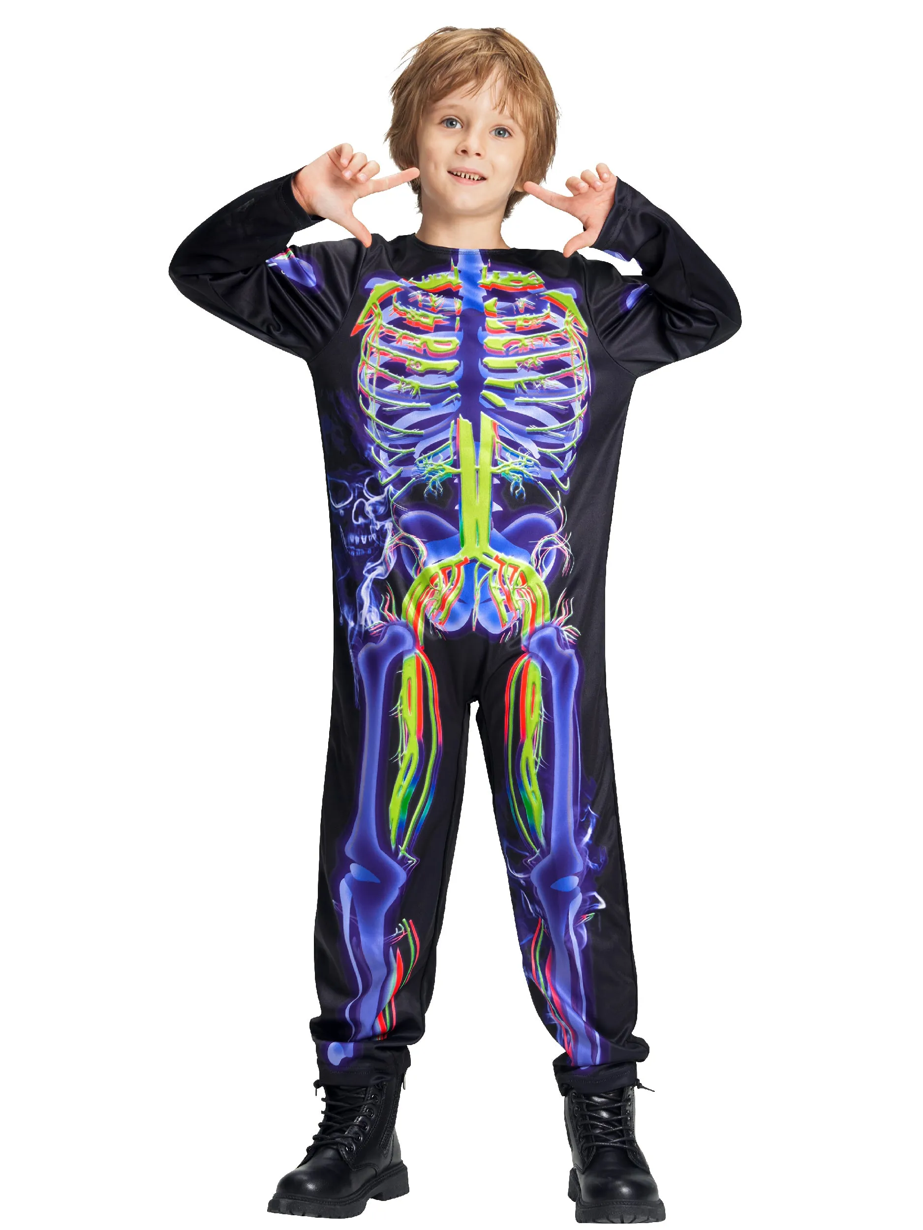 Kids Skeleton Jumpsuit Halloween Costume