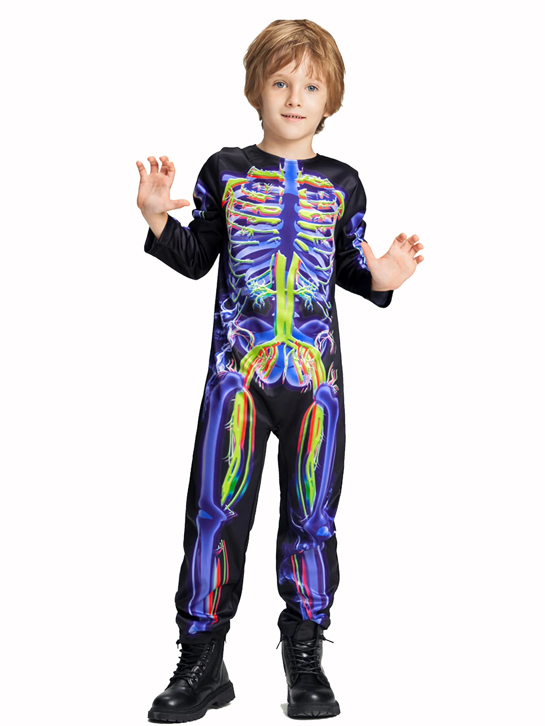 Kids Skeleton Jumpsuit Halloween Costume