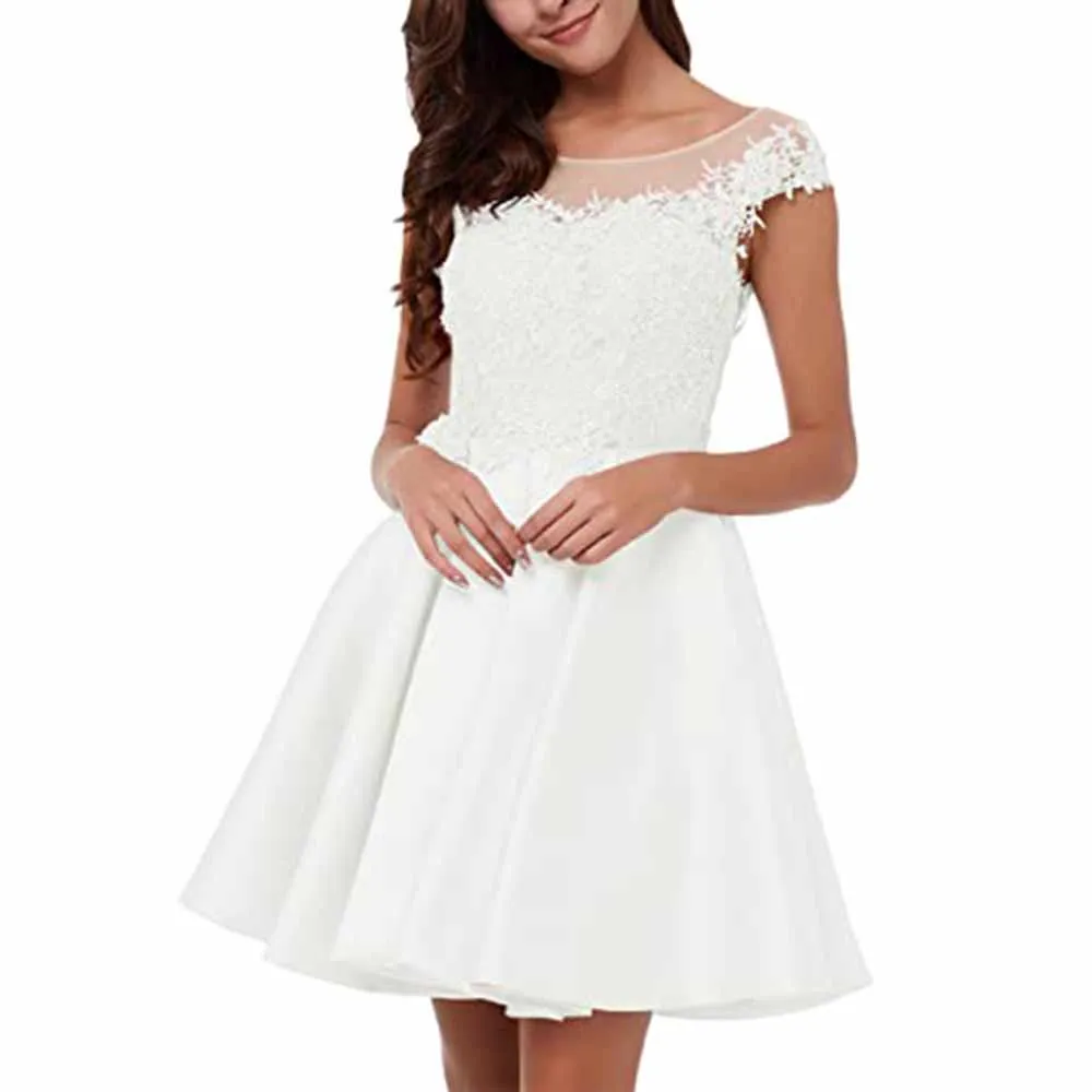 Lace-Applique Homecoming Dresses Short Halter Cocktail Dresses for Teens