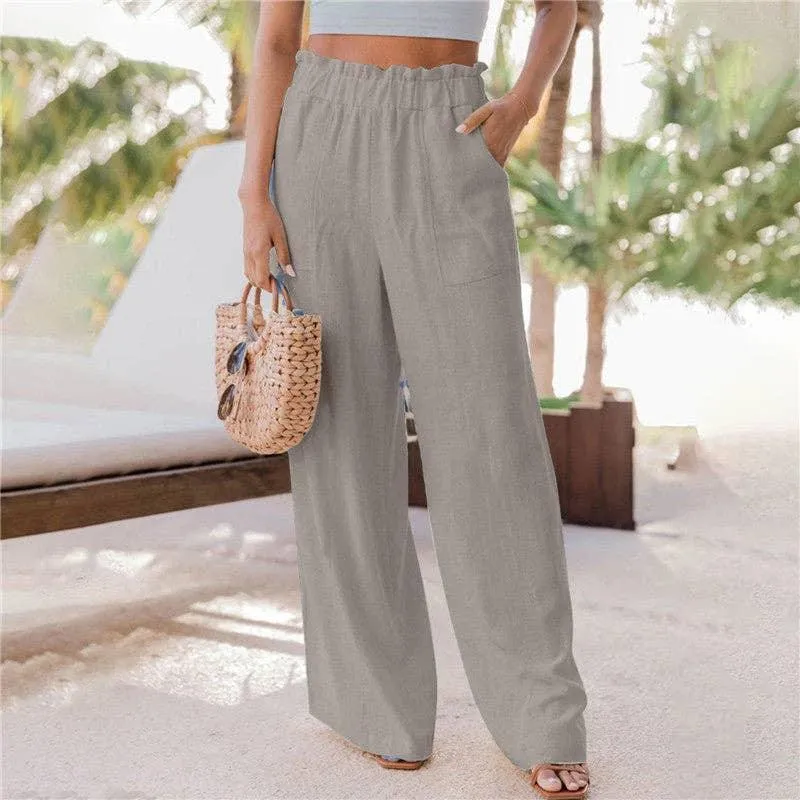 Ladies High Waist Stright Wide Leg Pants SKP9029