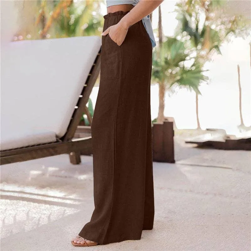 Ladies High Waist Stright Wide Leg Pants SKP9029