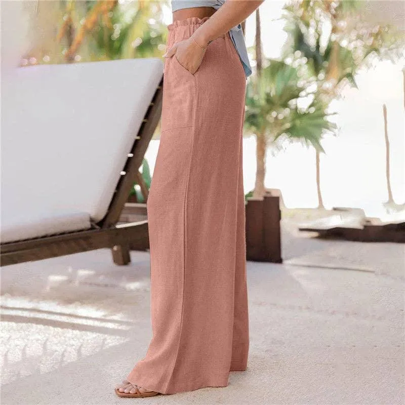 Ladies High Waist Stright Wide Leg Pants SKP9029