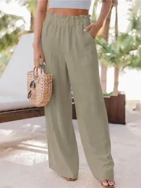 Ladies High Waist Stright Wide Leg Pants SKP9029
