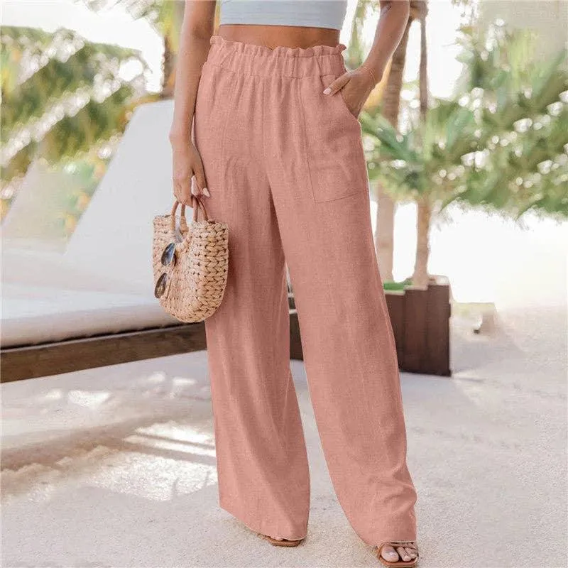 Ladies High Waist Stright Wide Leg Pants SKP9029