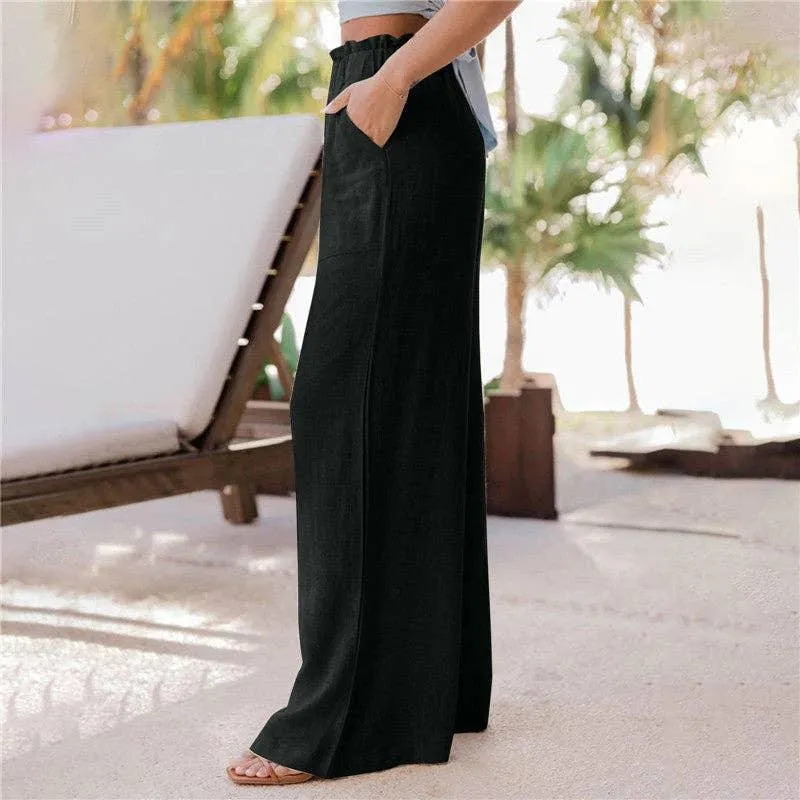 Ladies High Waist Stright Wide Leg Pants SKP9029