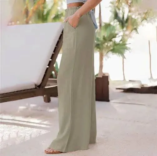 Ladies High Waist Stright Wide Leg Pants SKP9029