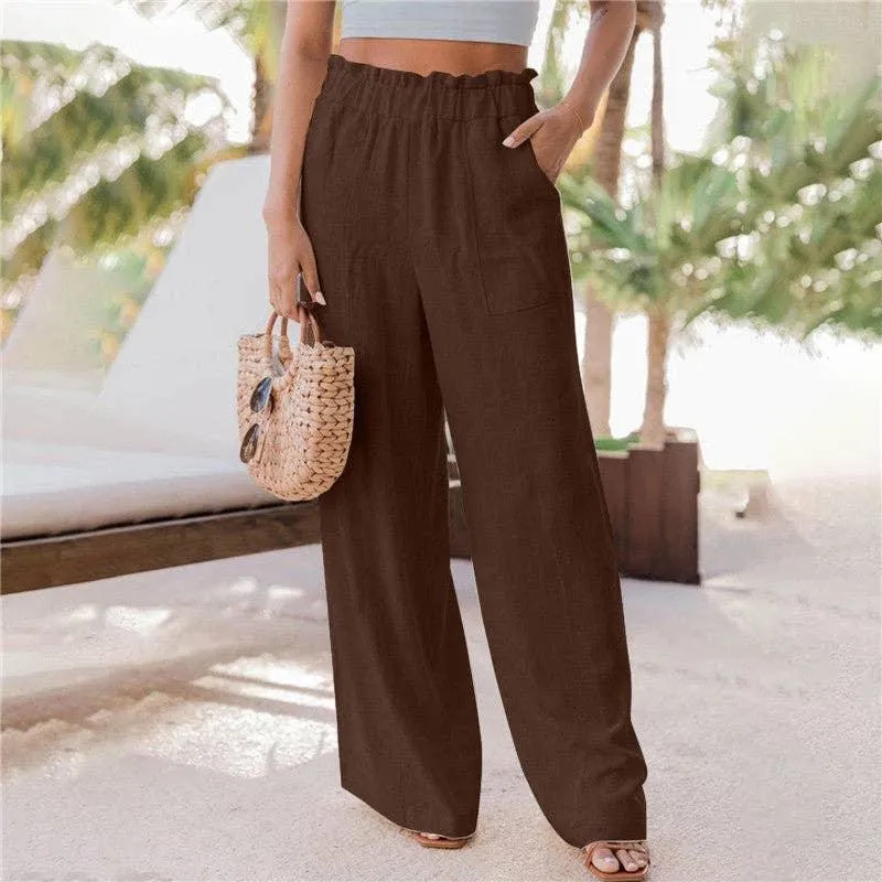 Ladies High Waist Stright Wide Leg Pants SKP9029