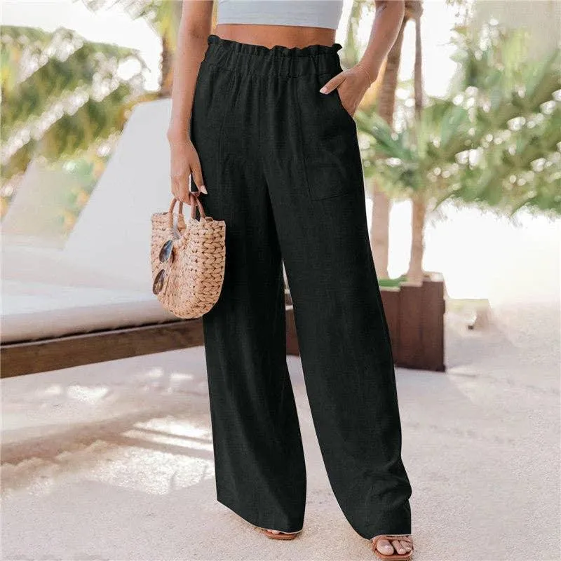 Ladies High Waist Stright Wide Leg Pants SKP9029